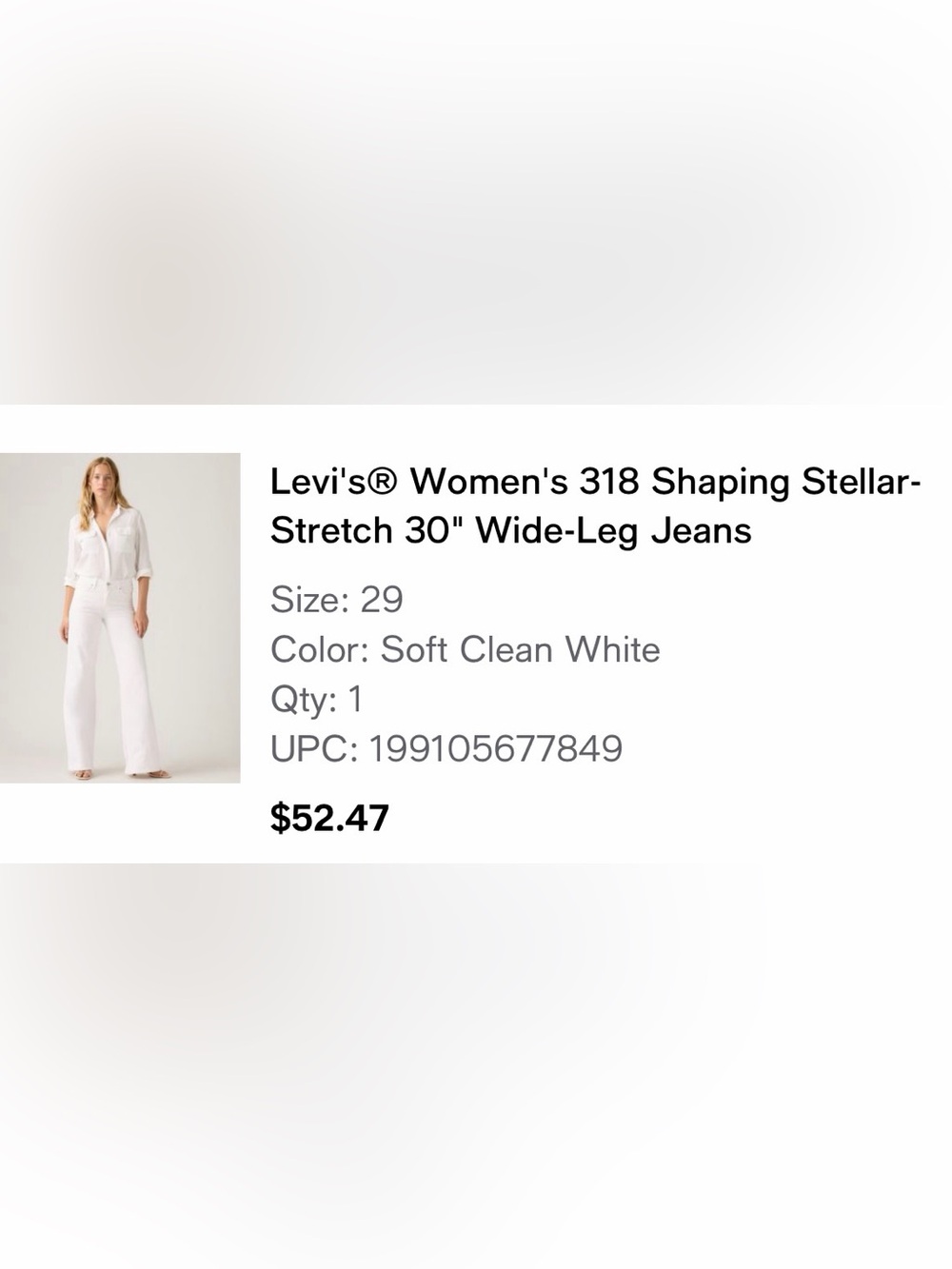 Levi's White Women's 318 Wide-Leg Stretch Jeans